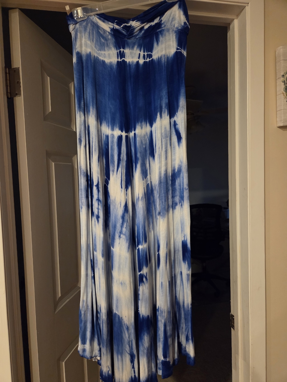 Mono B Blue and White Tie-Dye Maxi Skirt Large Excellent